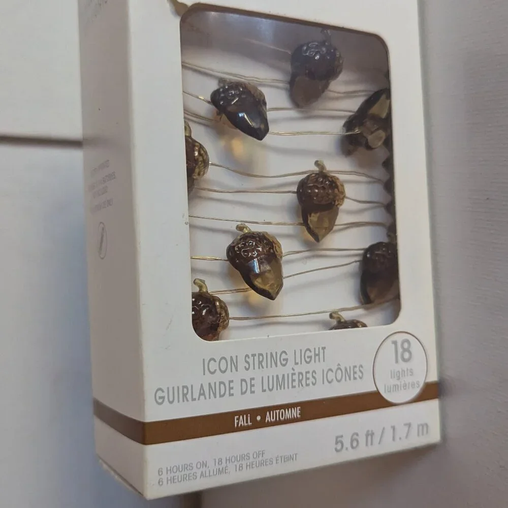 NWT Brown Acorn 18 String Lights Timer Autumn Home Decor Nature Trees Ashland